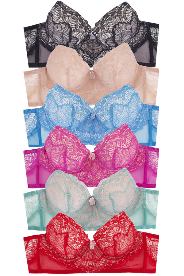 6pc Lace Trim 6 hooks Long Line Bra 6pc Lace Trim 6 hooks Long Line Bra