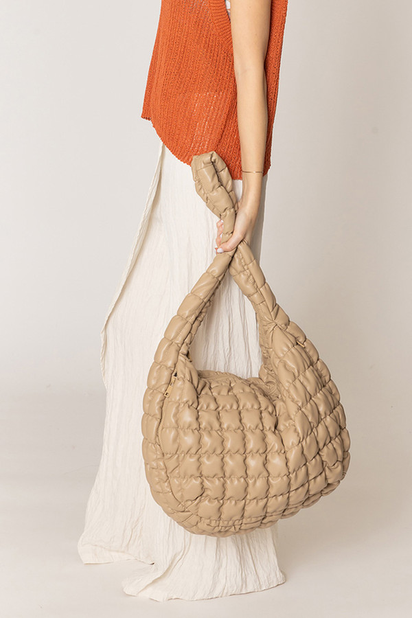 Solid Large Quilted PU Bag