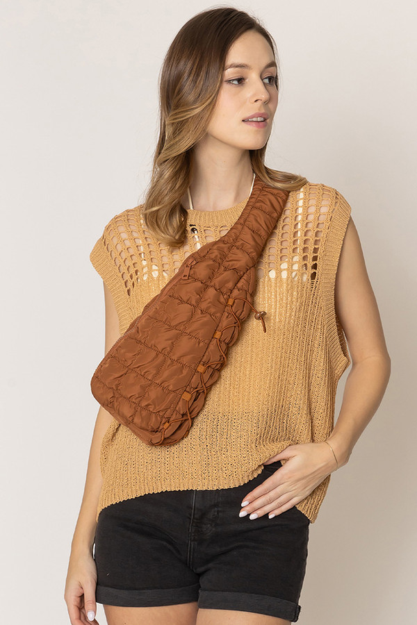 Solid Quilted Sling Bag