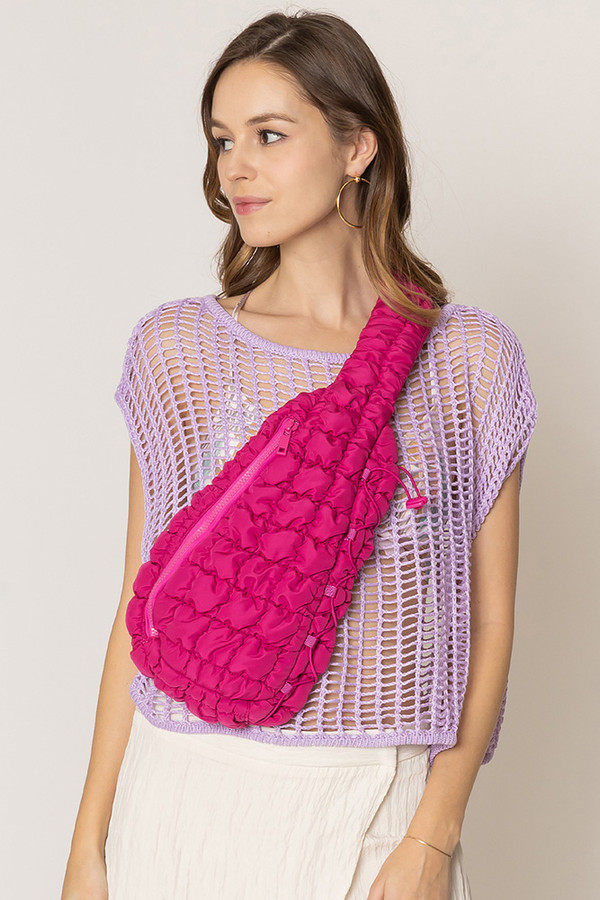 Beige - Handcrafted Quilted Sling Bag 03