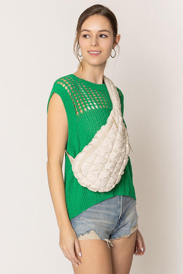 Red - Handcrafted Quilted Sling Bag 25