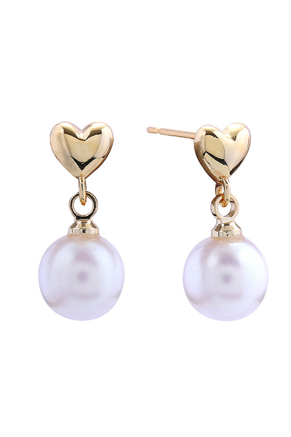 14K Pearly Heart Post Earring