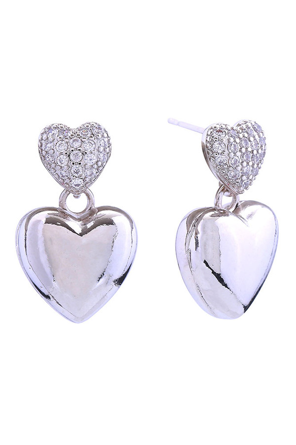 14K Double Heart Pave Post Earring 14K Double Heart Pave Post Earring