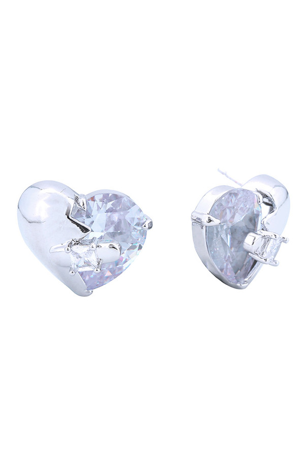 14K Mystic Heart Pave CZ Post Earring