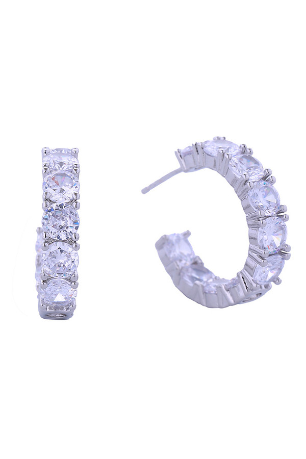 14K Metro Hoop Pave CZ Post Earring