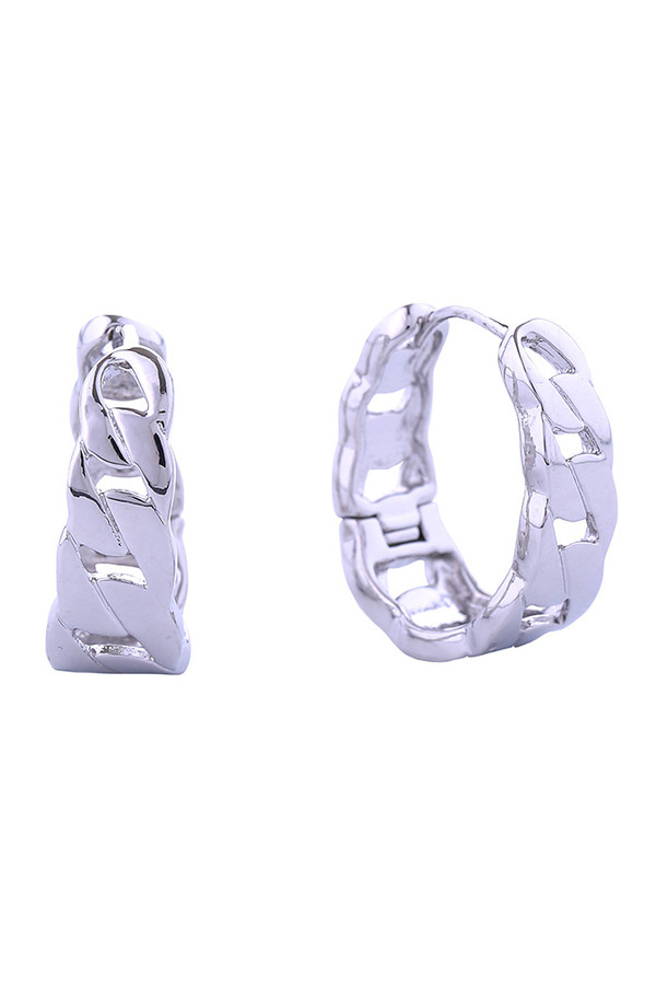 14K Bold Chain Hoop Huggie Earrings