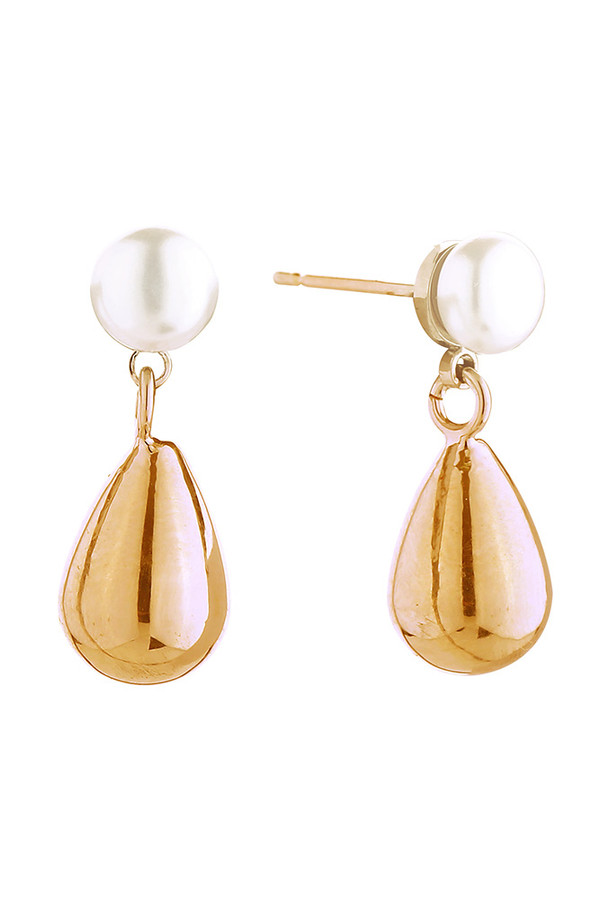 14K Teardrop Pearl Post Earrings