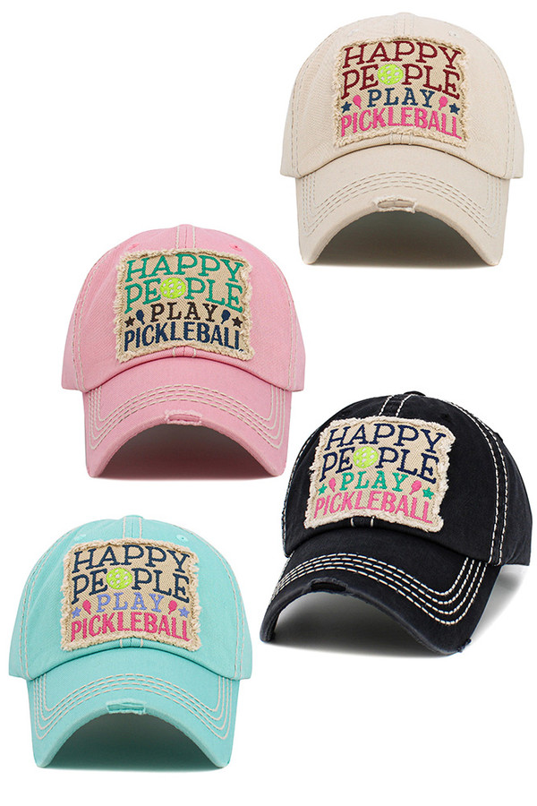 HAPPY PEOPLE PLAY PICKLEBALL Vintage Baseball Cap