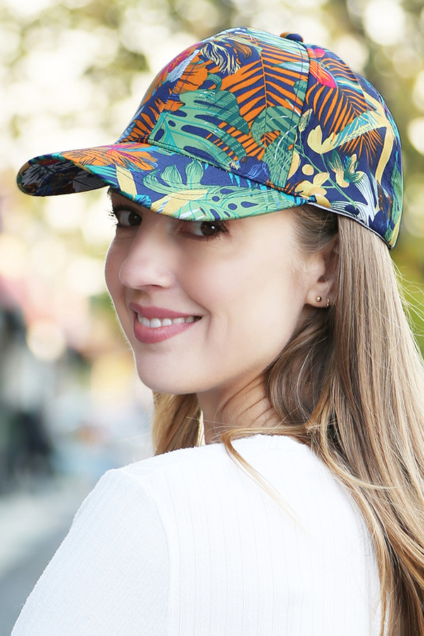 Floral and Leaves Mixed Print Baseball Cap