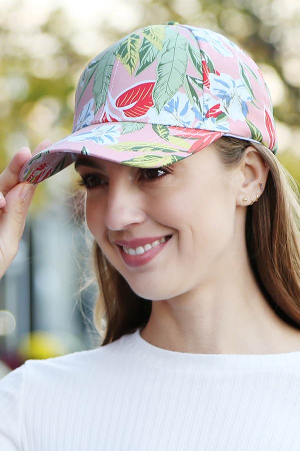 Floral and Leaves Mixed Print Baseball Cap