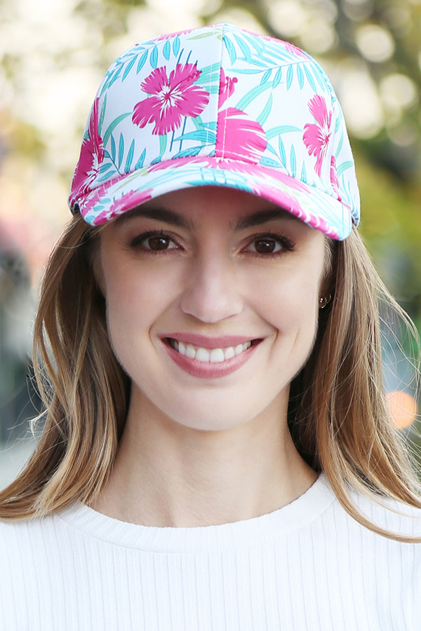 Floral and Leaves Mixed Print Baseball Cap