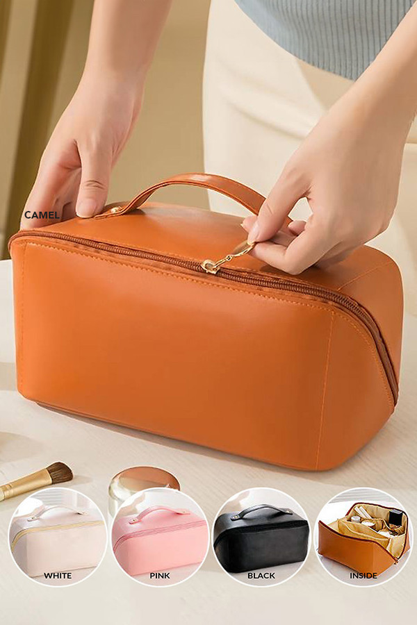 Faux Leather Cosmetic Travel Bag