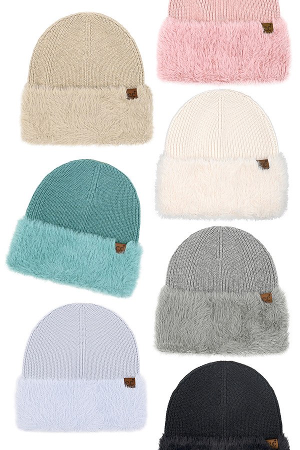 C.C Fur Cuff Beanie Winter Hat