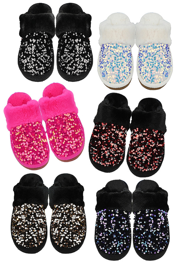 C.C Sequin Cuff Winter Slippers