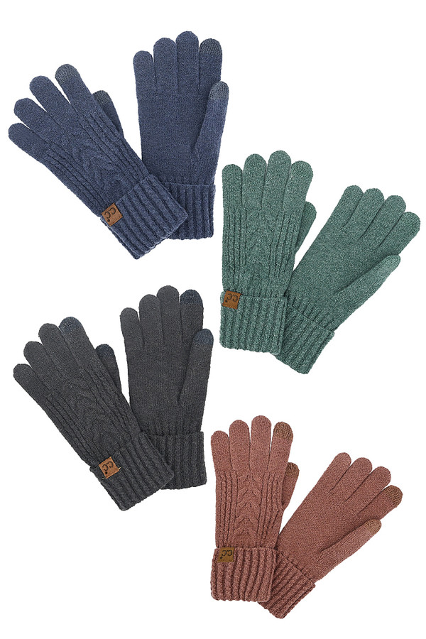 Gradient Cable Knit Gloves-JG911 (12 pairs) - HANA WHOLESALE