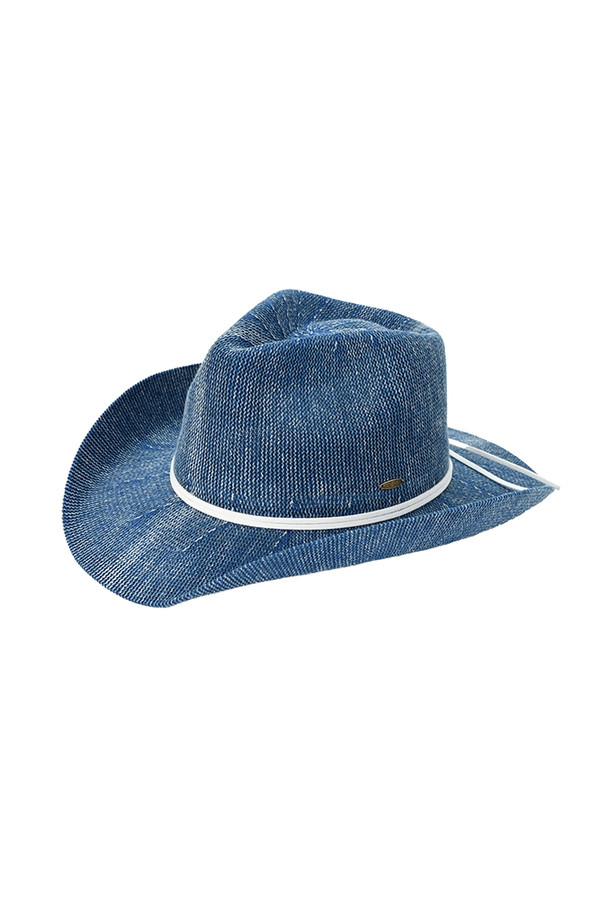 C.C Kid Washed Knitted Denim Cowboy Hat with Suede Strings
C.C Kid Washed Knitted Denim Cowboy Hat with Suede Strings