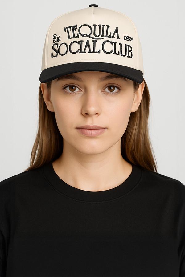 C.C TEQUILA SOCIAL CLUB Embroidered Trucker Cap  C.C TEQUILA SOCIAL CLUB Embroidered Trucker Cap