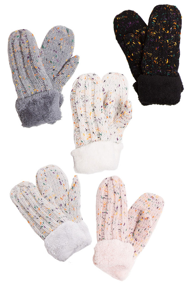 Confetti Knit with Fleece Cuffs Mittens