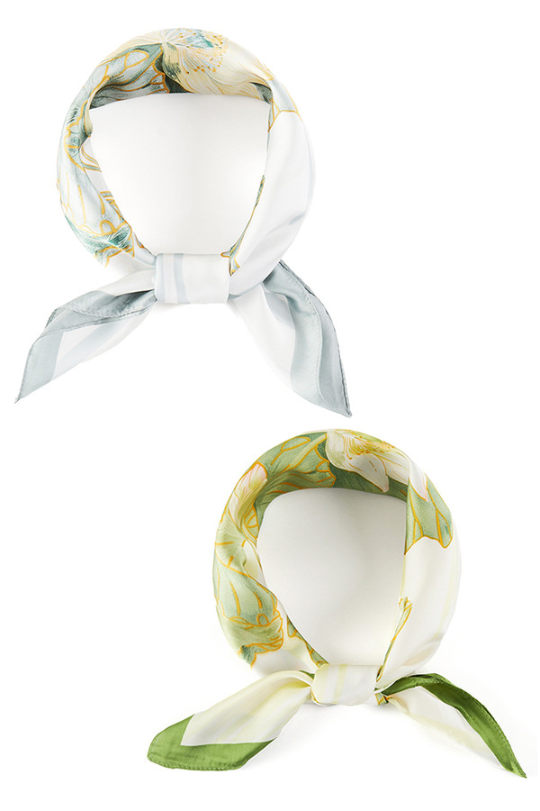 Flower Pattern Print Light Weight Silky All Season Bandana Scarf
 Flower Pattern Print Light Weight Silky All Season Bandana Scarf