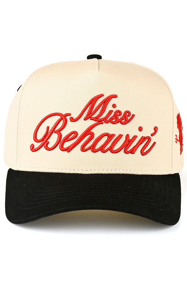 CC BEANIE MISS BEHAVIN Two Tone Letter Embroidered Trucker Hat Baseball Cap