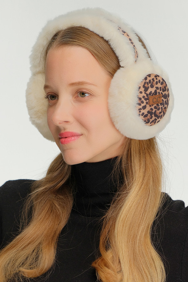CC BEANIE Leopard Pattern Faux Suede & Faux Fur Earmuff Winter Headband
 CC BEANIE Leopard Pattern Faux Suede & Faux Fur Earmuff Winter Headband