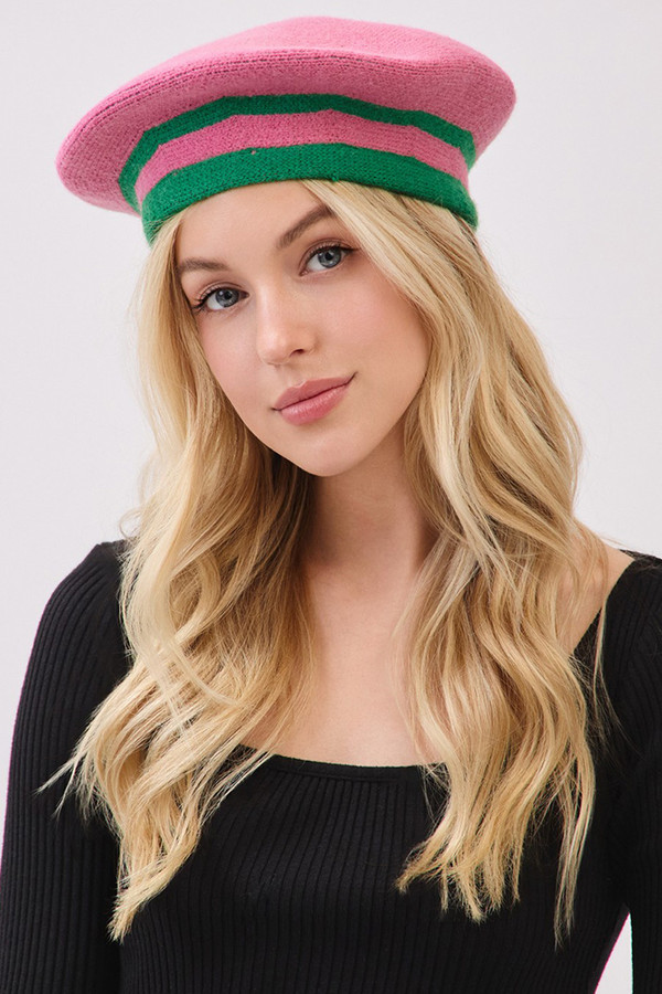 Two Tone Striped Knit Winter Beret
Two Tone Striped Knit Winter Beret