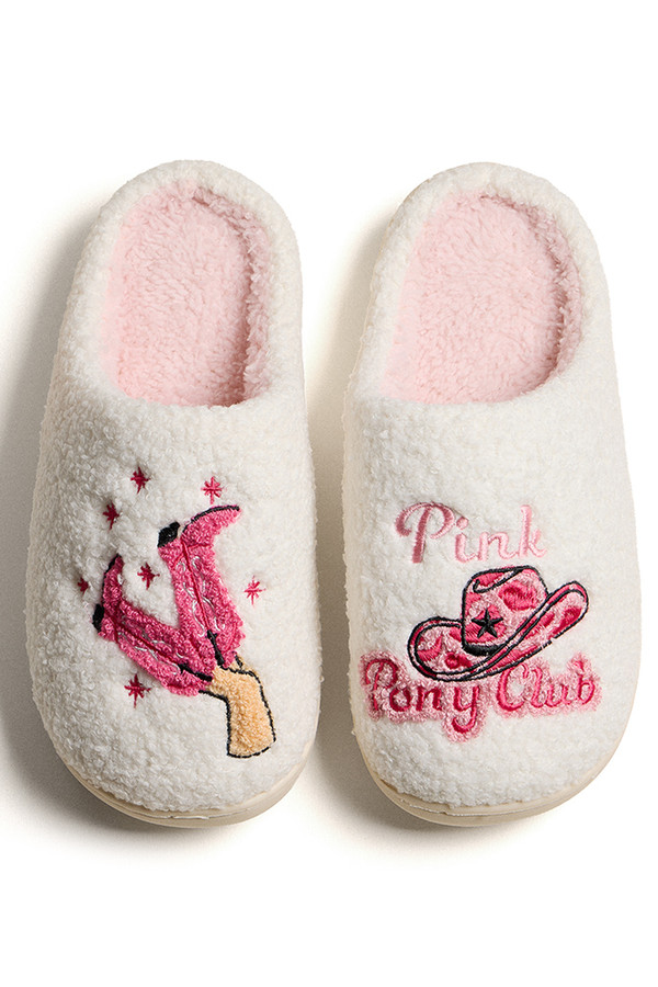 Pink Pony Club Cowgirl Western Style Christmas Winter Slippers Pink Pony Club Cowgirl Western Style Christmas Winter Slippers