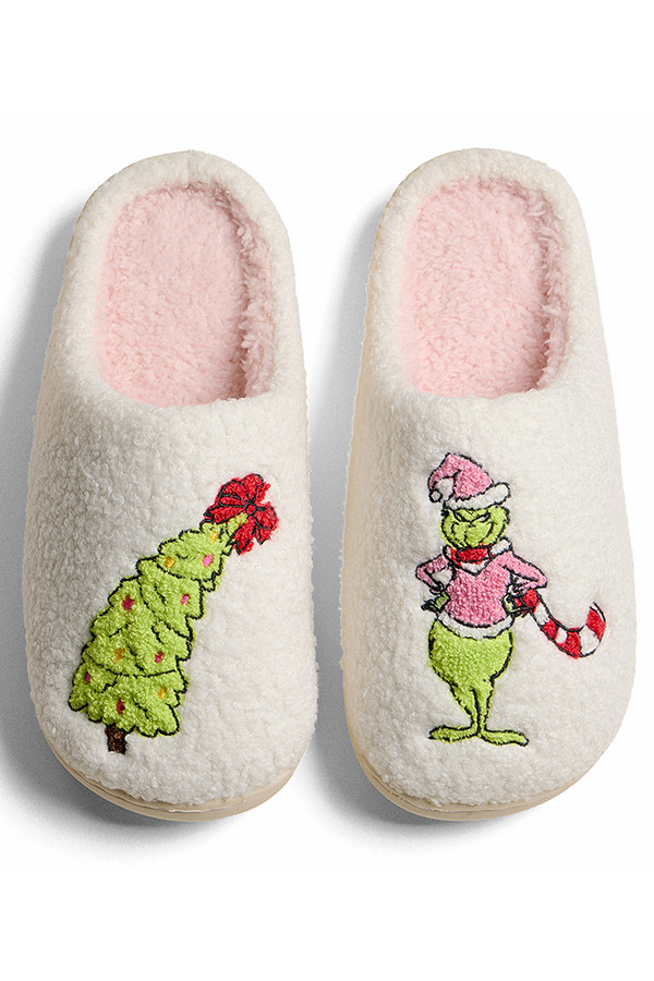 The Gift Stealer Grinch with Christmas Tree Winter Slippers The Gift Stealer Grinch with Christmas Tree Winter Slippers