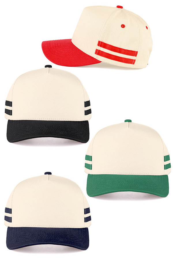 CC BEANIE Two Bold Stripes Side Point Two Tone Trucker Hat Baseball Cap
 CC BEANIE Two Bold Stripes Side Point Two Tone Trucker Hat Baseball Cap