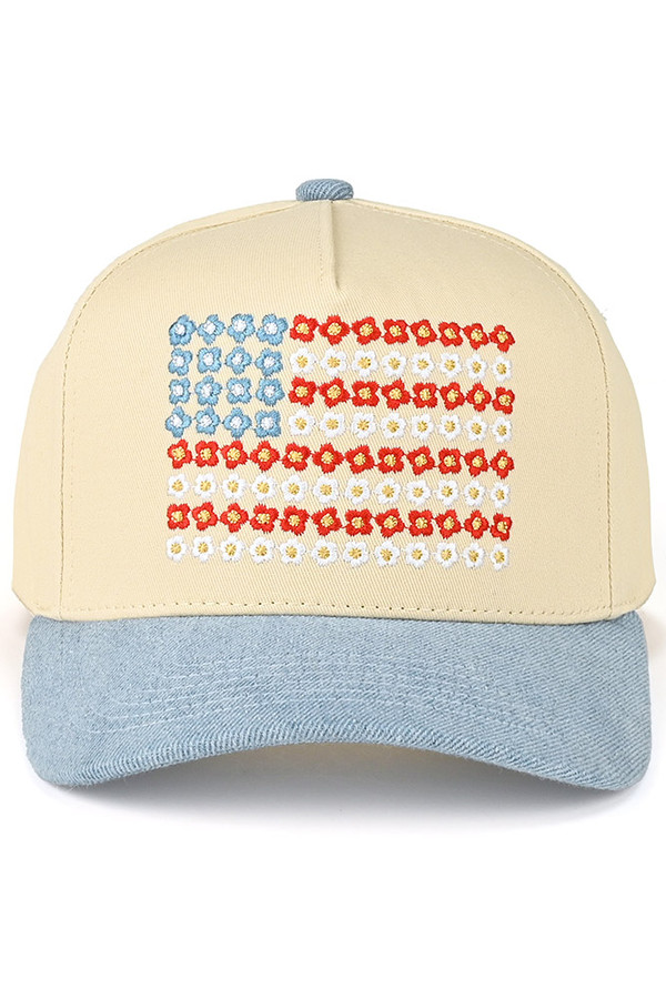 CC BERANIE Daisy Flower Embroidered Pattern USA Flag Trucker Hat Baseball Cap
 CC BERANIE Daisy Flower Embroidered Pattern USA Flag Trucker Hat Baseball Cap