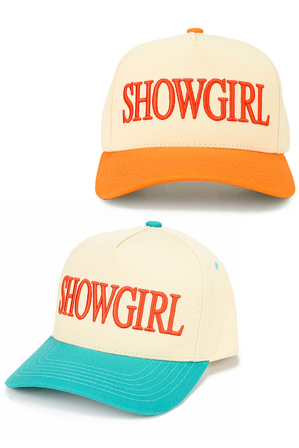 CC BEANIE SHOWGIRL Letter Embroidered on Two Tone Trucker Hat Baseball Cap
