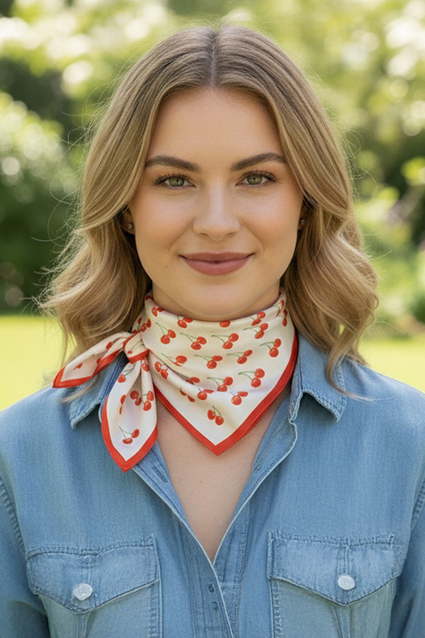 Cherry Pattern Print Bandana Scarf