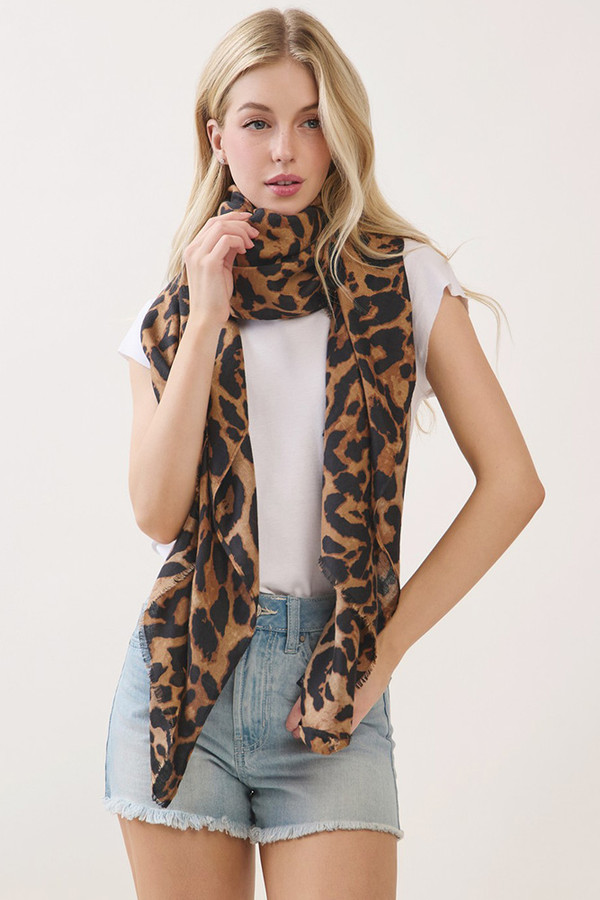 Leopard Pattern Print Oblong Scarf
