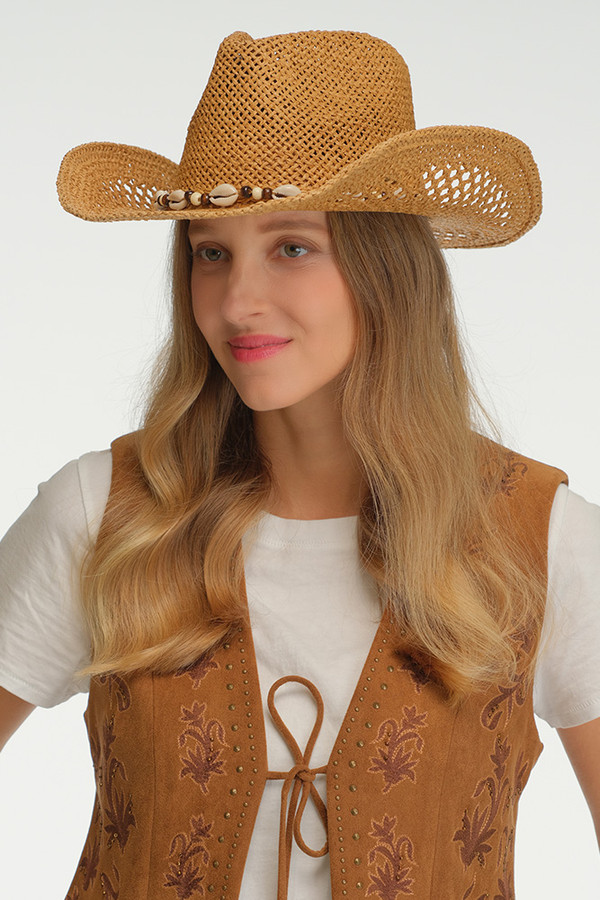 CC BEANIE Seashell and Bead Band Pattern Paper Cowboy Hat