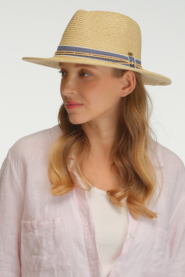 CC BEANIE Two Tone with Braided String Band Panama Sun Hat
