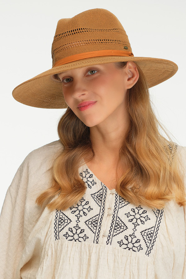 CC BEANIE Suede Band Knitted Panama Sun Hat
