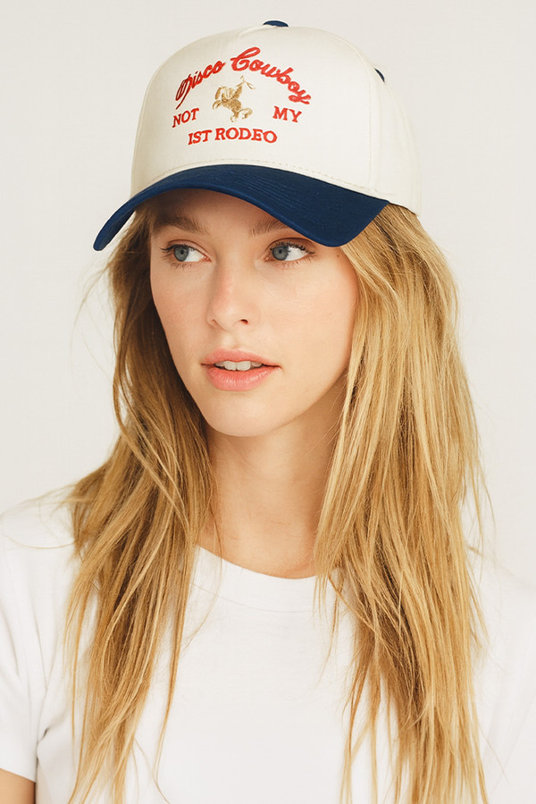 DISCO COWBOY Embroidered Letter on Two Tone Baseball Cap
