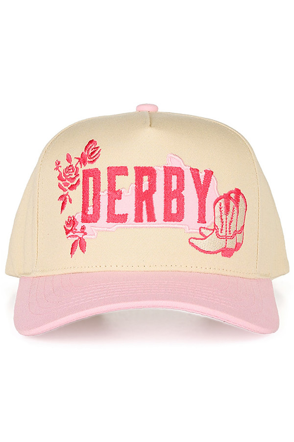 CC BEANIE DERBY Embroidered Letter with Rose and Boots Baseball Cap Trucker Hat 

