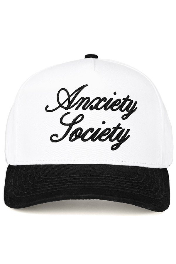 CC BEANIE ANXIETY SOCIETY Embroidered Letter Two Tone Baseball Cap Trucker Hat
