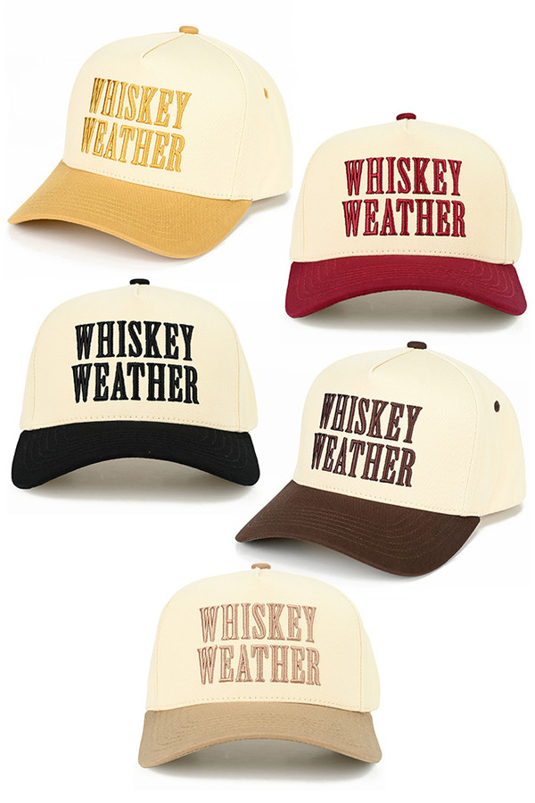 CC BEANIE WHISKEY WEATHER Embroidered Letter Two Tone Baseball Cap Trucker Hat
