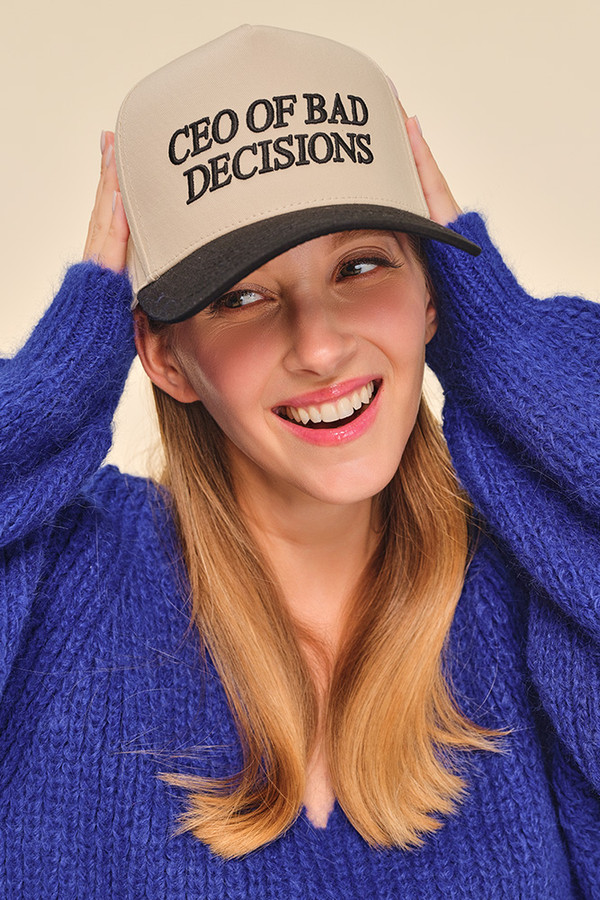 CC BEANIE CEO OF BAD DECISIONS Embroidered Letter Two Tone Baseball Cap Trucker Hat
