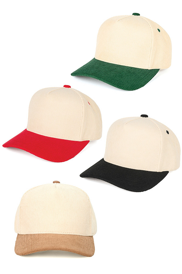 CC Beanie C.C Two Tone Corduroy Trucker Cap
