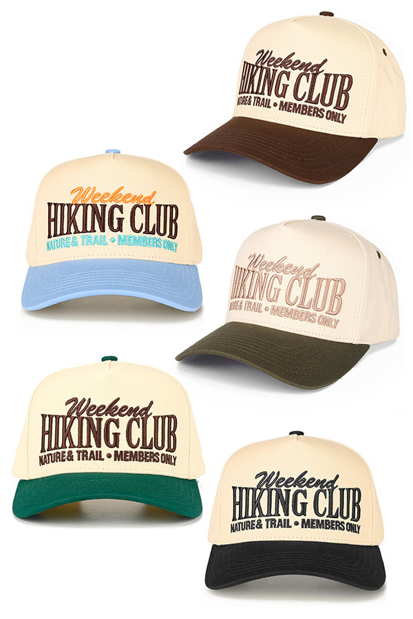 CC BEANIE WEEKEND HIKING CLUB Embroidered Letter on Two Tone Baseball Cap Trucker Hat
