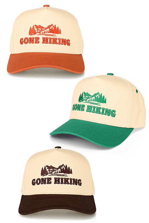 CC BEANIE GONE HIKING Embroidered Letter on Two Tone Baseball Cap Trucker Hat
