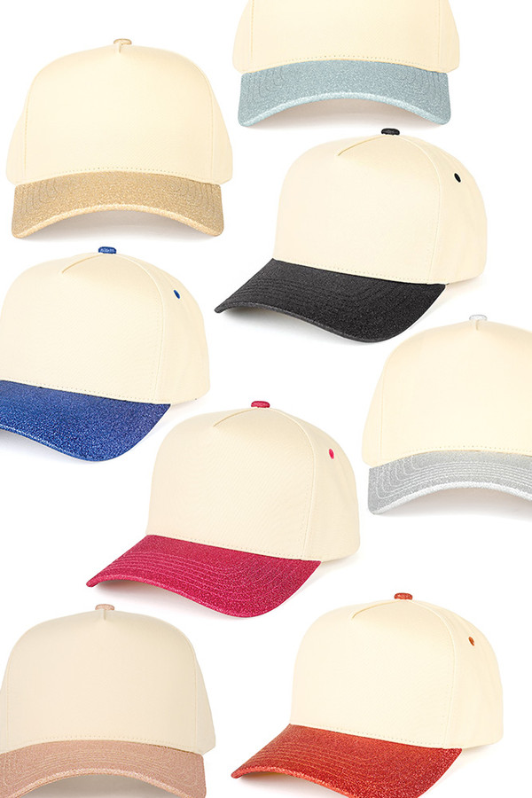 CC BEANIE Glitter Brim Two Tone Baseball Cap Trucker Hat
