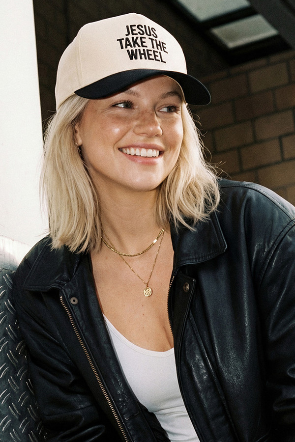 CC BEANIE JESUS TAKE THE WHEEL Letter Embroidered on Two Tone Baseball Cap Trucker Hat
