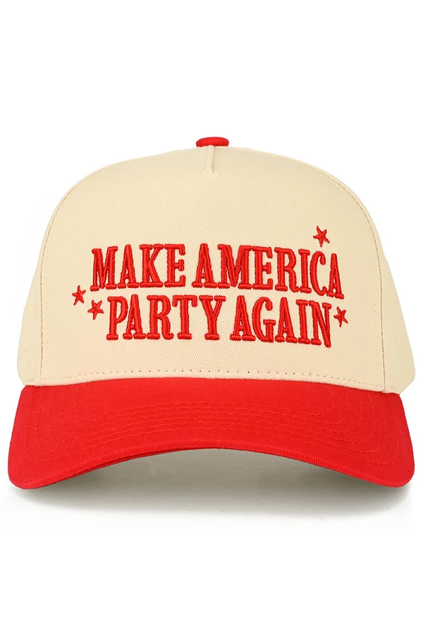 CC BEANIE MAKE AMERICA PARTY AGAIN Letter Embroidered on Two Tone Baseball Cap Trucker Hat