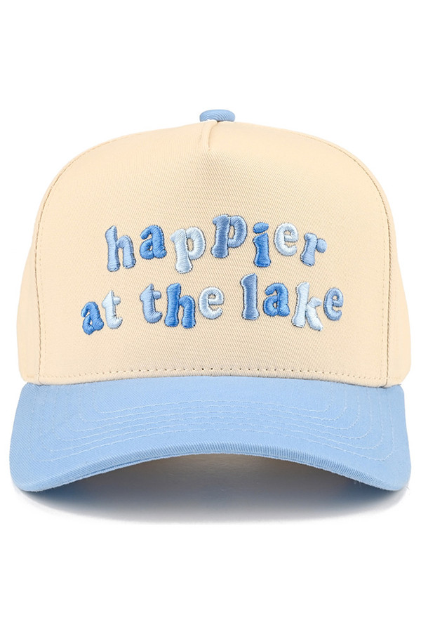 CC BEANIE HAPPIER AT THE LAKE Letter Embroidered Two Tone Baseball Cap Trucker Hat