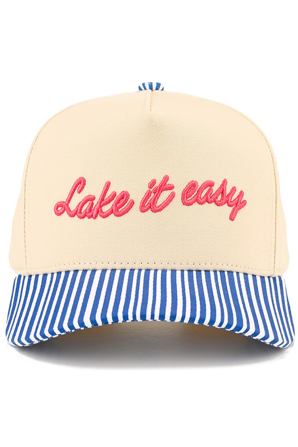 CC BEANIE LAKE IT EASY Letter Embroidered Two Tone Baseball Cap Trucker Hat