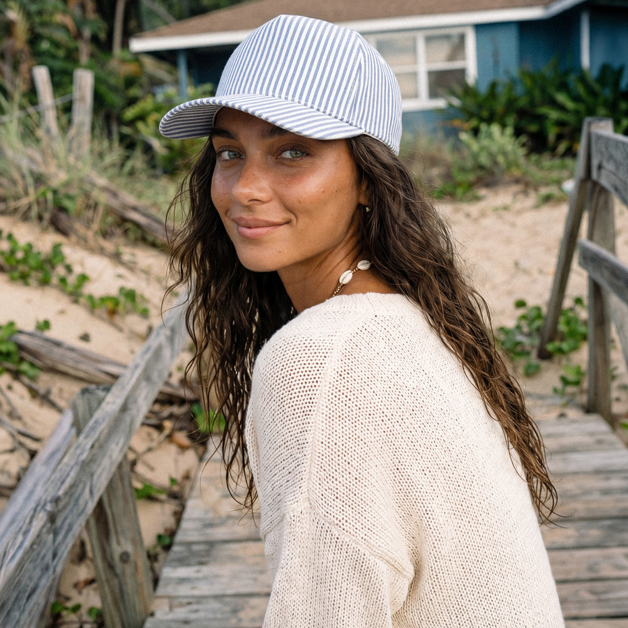 CC BEANIE All Over Stripe Pattern Two Tone Baseball Cap Trucker Hat